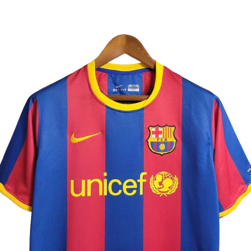 Camisa Barcelona Retrô Home 10/11 Torcedor Nike Masculina - Vermelho e Azul