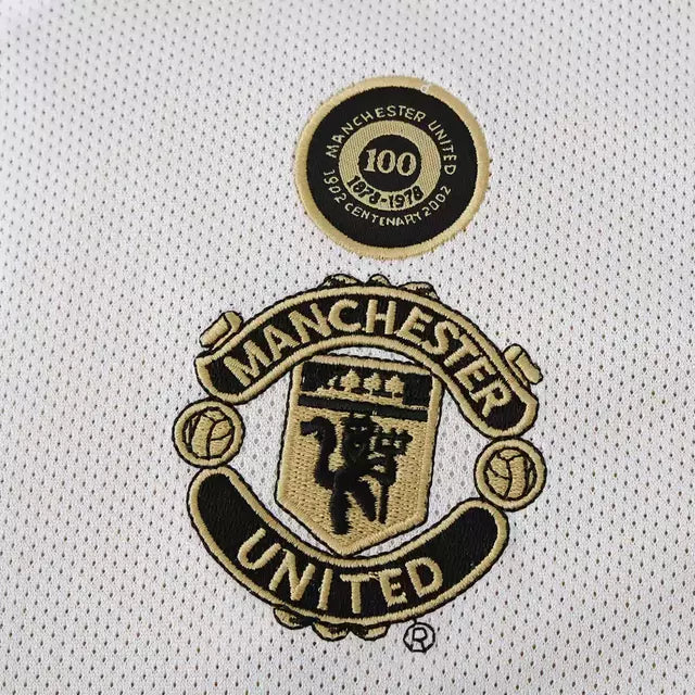 Camisa Manchester United Dupla Face 100 anos Retro Nike Masculina - Branca e Dourada