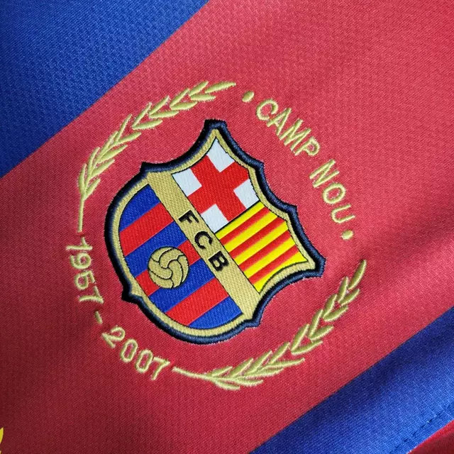 Camisa Retrô Barcelona I 07/08 Torcedor Masculina - Azul Royal e Vermelho