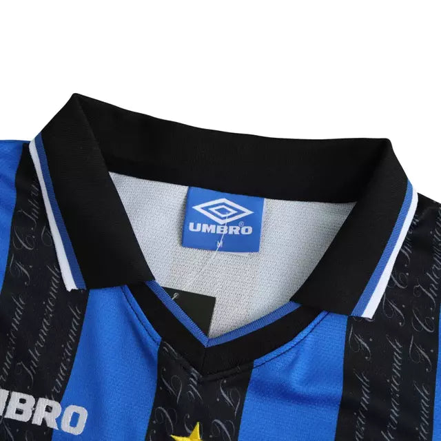 Camisa Inter de Milão Retrô Titular Home I 97/98 Torcedor Masculina - Preto e Azul