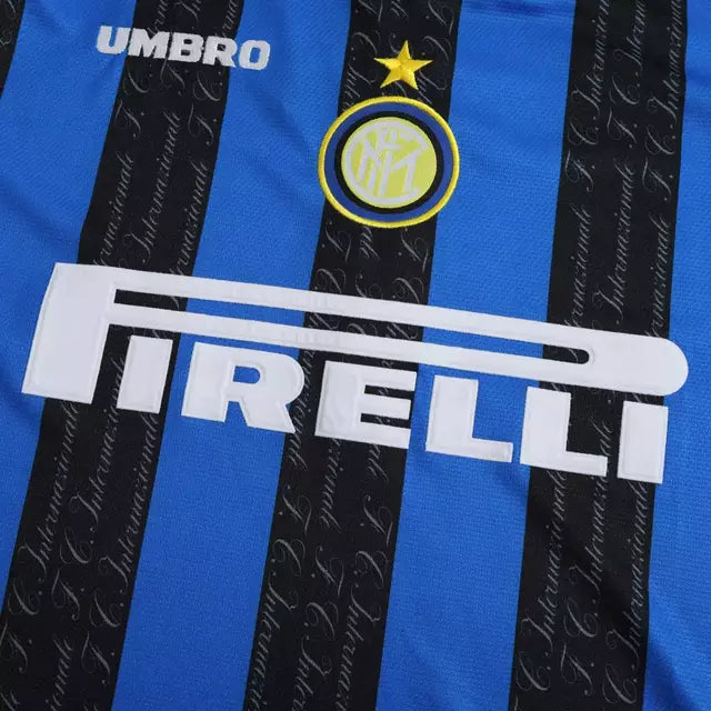 Camisa Inter de Milão Retrô Titular Home I 97/98 Torcedor Masculina - Preto e Azul