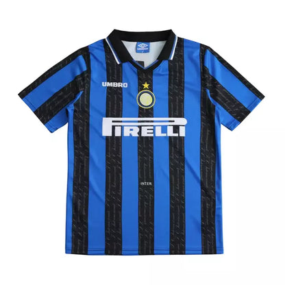 Camisa Inter de Milão Retrô Titular Home I 97/98 Torcedor Masculina - Preto e Azul