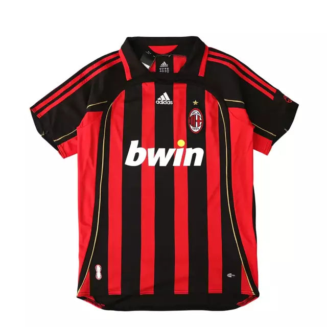 Camisa Milan Retrô Titular Home I 06/07 Torcedor Adidas Masculina - Preto e Vermelha