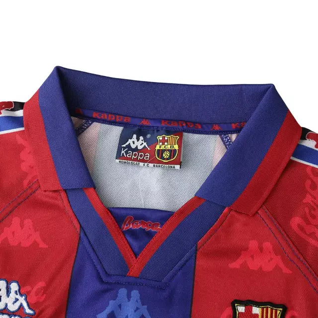 Camisa Retrô Barcelona Titular Home 96/97 Torcedor Kappa Masculina - Azul Royal e Vermelho