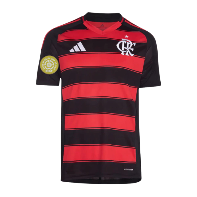 Camisa Flamengo Torcedor I - Temporada 25/26 - Preta e Vermelha - Adidas + Patch Super Mundial