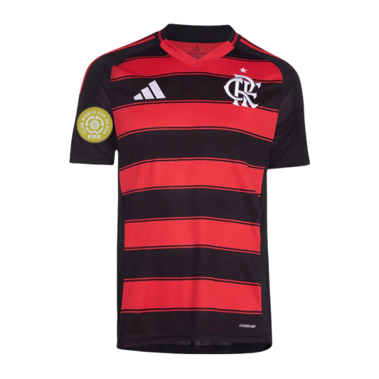 Camisa Flamengo Torcedor I - Temporada 25/26 - Preta e Vermelha - Adidas + Patch Super Mundial