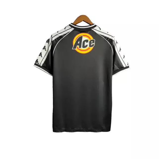 Camisa Vasco da Gama I Retrô 2000 - Kappa Torcedor Masculino - Preta com faixa branca e detalhes