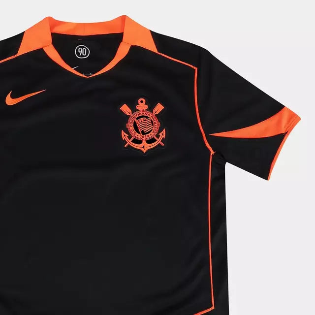 Camisa Corinthians III Nike Preta e Laranja 25/26 TOTAL 90 - Torcedor