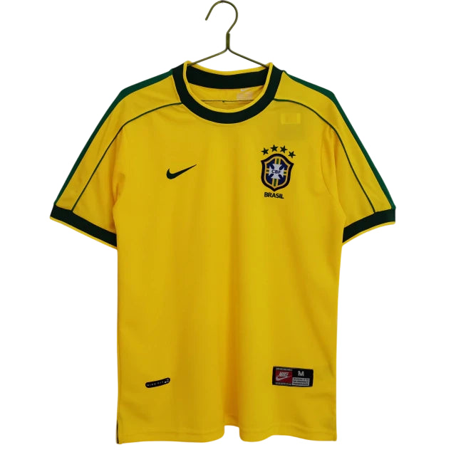 Camisa Brasil I 1998 Retro Nike Masculina - Amarela <> (RONALDO 9) <> Personalizada