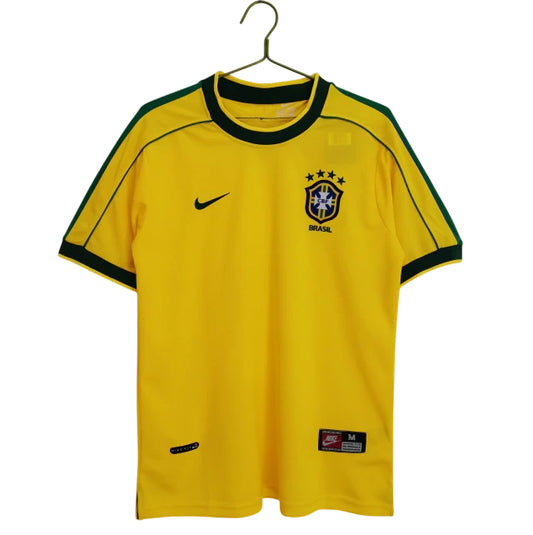 Camisa Brasil I 1998 Retro Nike Masculina - Amarela <> (RONALDO 9) <> Personalizada